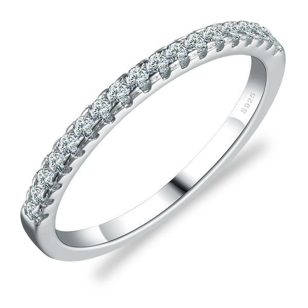 HOMIGIFTY Moissanite Rings for Women, 0.3-2ct Round D Color VVS1 Eternity Wedding Band Rings, S925 Sterling Silver Ring with GRA Certificate and Exquisite Box, Gift for Women Wife, Size 8